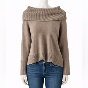 Calvin Klein Tan Off-Shoulder Sweater